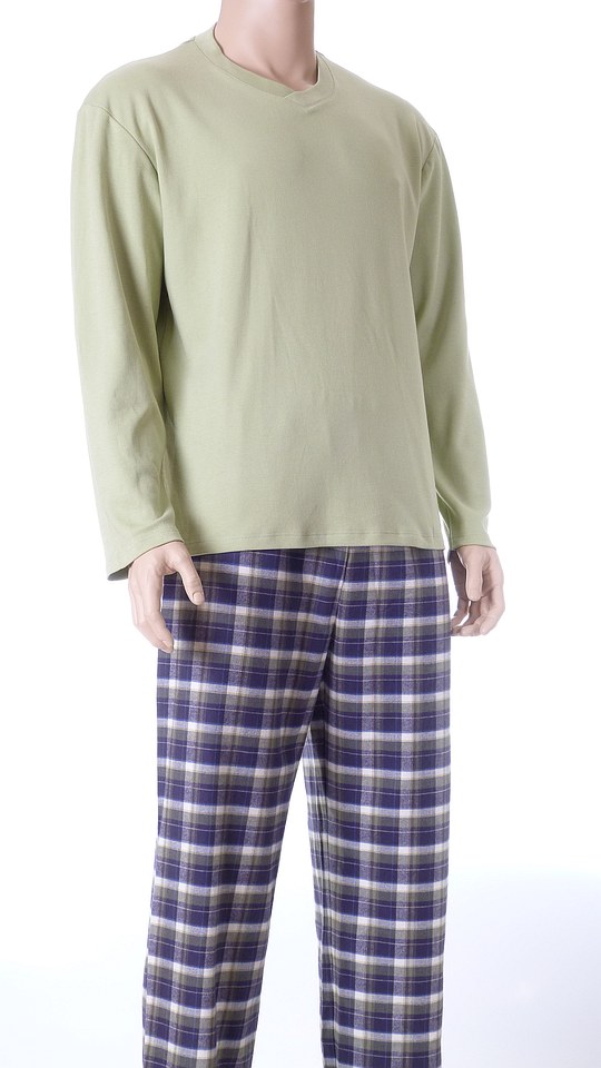 Pánske bavlnené pyžamo Alfatex bledozelené